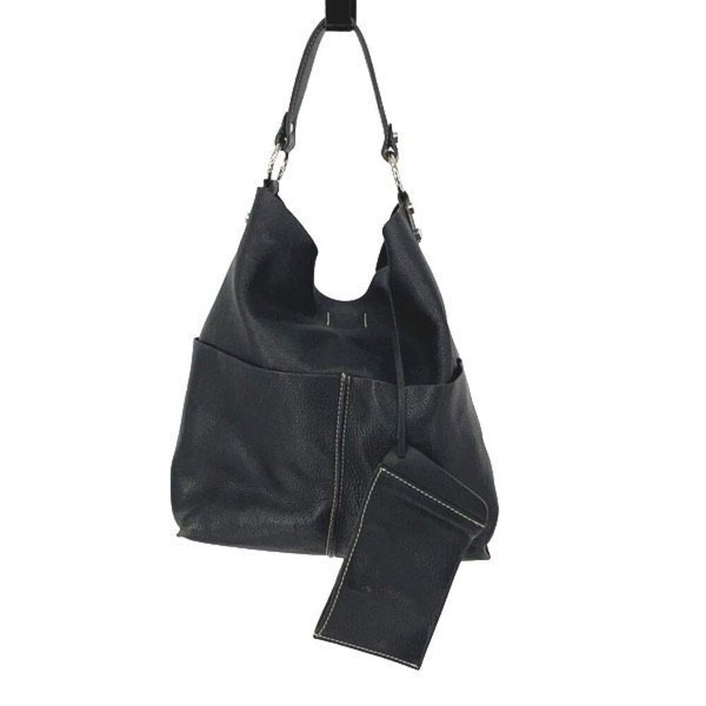 Faiez Halabi Buenos Aires Womens Pebbled Leather Shoulder Hobo Bag Black Small - Picture 4 of 14